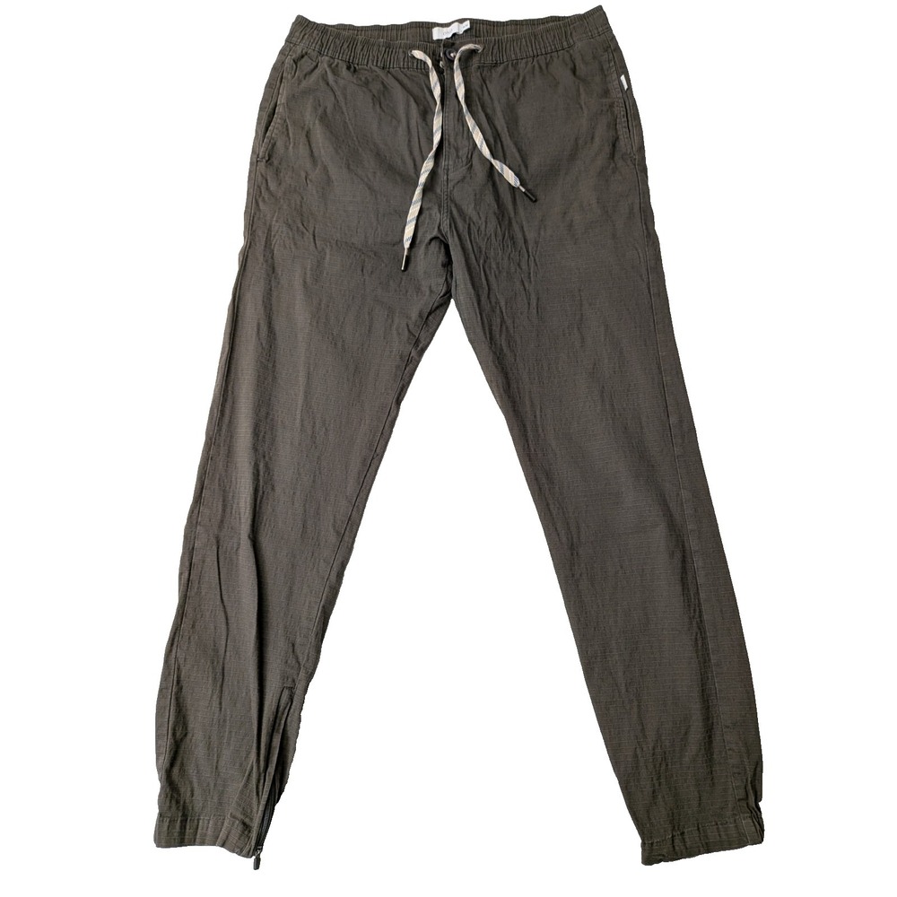 Onia men's stretch cotton joggers green zip tapered ankle M/M